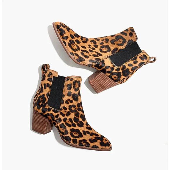 Madewell The Regan Leopard Calf Hair Ankle Pull On Boots Size 7 $178 - Picture 1 of 10